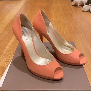 Guess pink peep toe pump